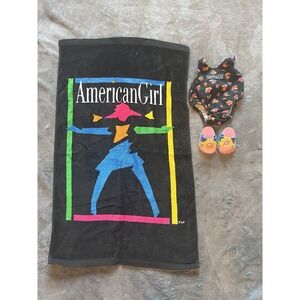 Pleasant Company American Girl Doll 1995 Beach Towel With Swimsuit & Flip Flops